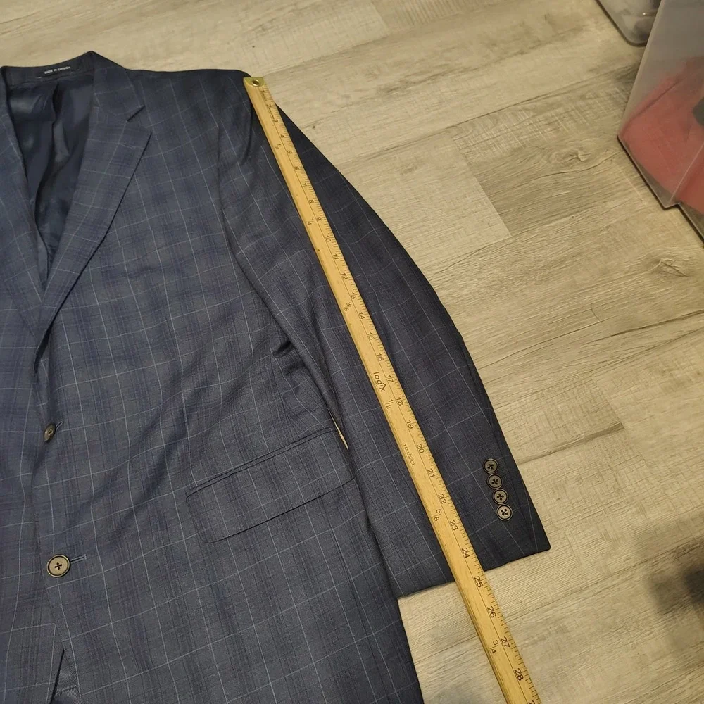 Cremieux Loro Piana Wool Suit Blue Glen Plaid 2 Button Blazer Pants 44 Long